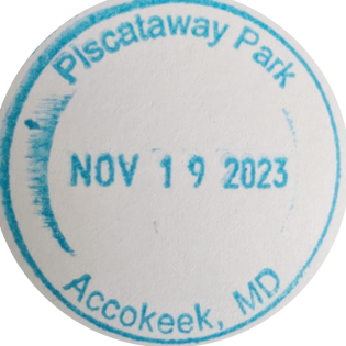 Blue circular inked stamp for Piscataway Park