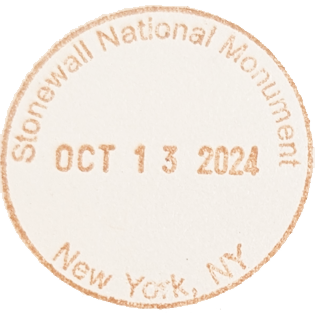 Golden circular inked stamp for Stonewall National Monument