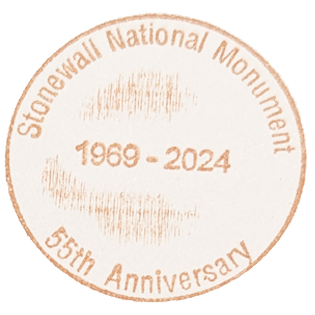 Golden circular stamp for Stonewall National Monument 55th Anniversary