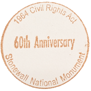 Golden circular inked stamp for 60th anniversary of 1964 Civil Rights Act