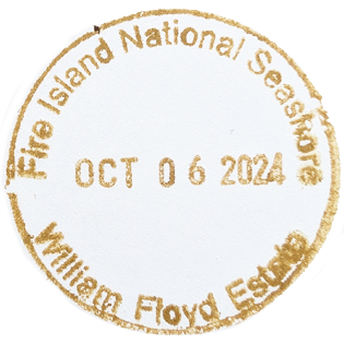 Golden colored circular stamp for the William Floyd Estate